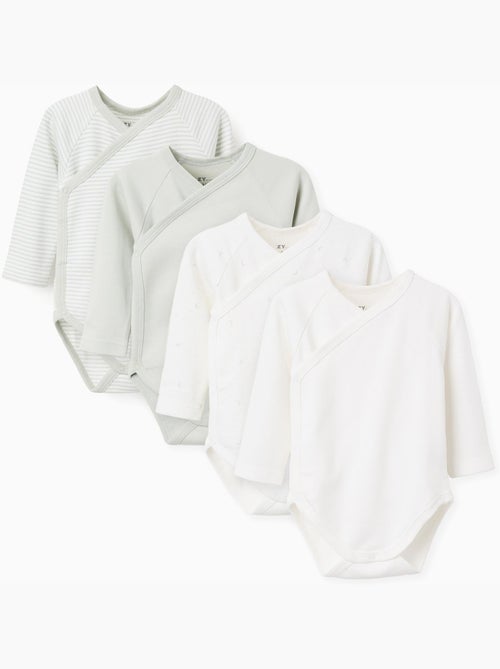 Lot de 4 bodies en coton croisés - Kiabi