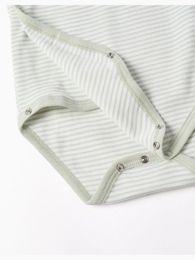 Lot de 4 bodies en coton croisés Blanc Vert - Kiabi