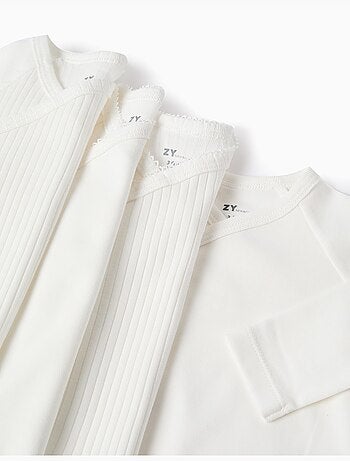 Lot de 4 bodies en coton croisés unis/côtelés