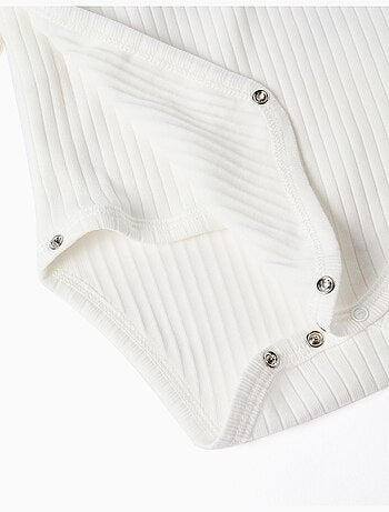 Lot de 4 bodies en coton croisés unis/côtelés