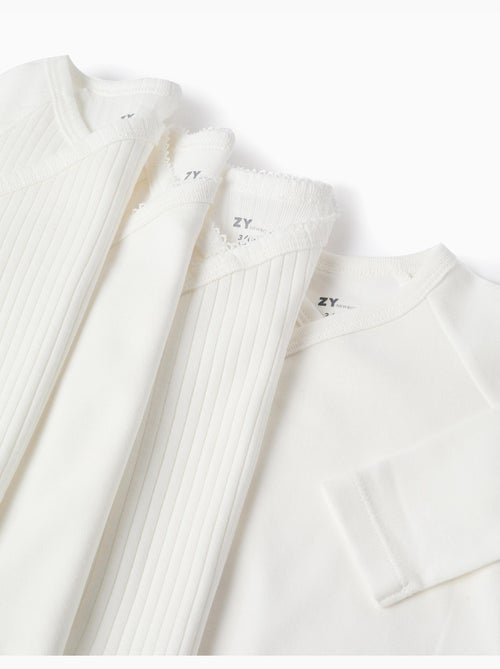 Lot de 4 bodies en coton croisés unis/côtelés - Kiabi