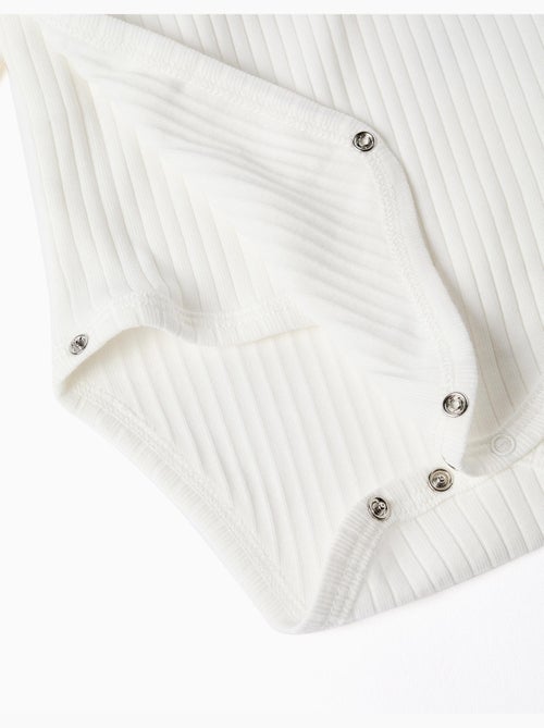 Lot de 4 bodies en coton croisés unis/côtelés - Kiabi