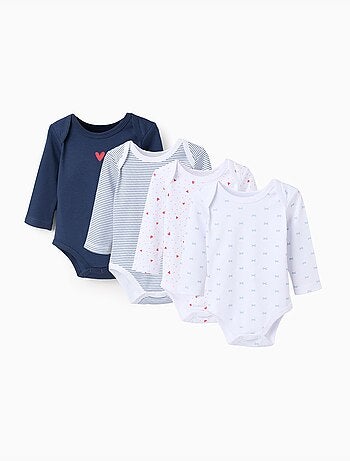 Lot de 4 Bodies en Coton Hearts