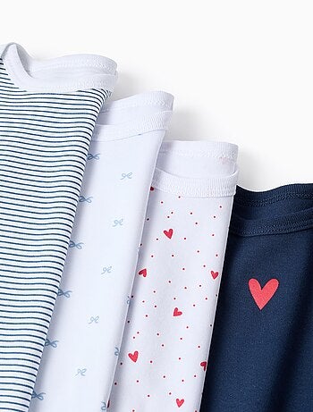Lot de 4 Bodies en Coton Hearts