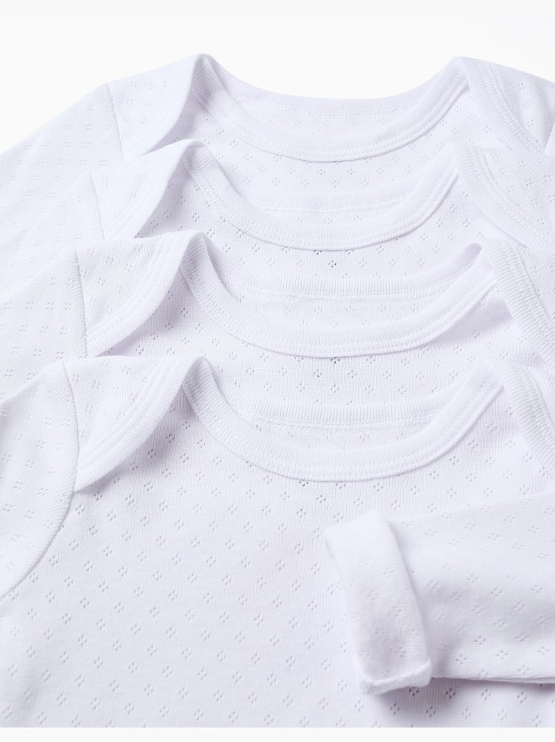 Lot de 4 bodies en coton peigné Blanc - Kiabi