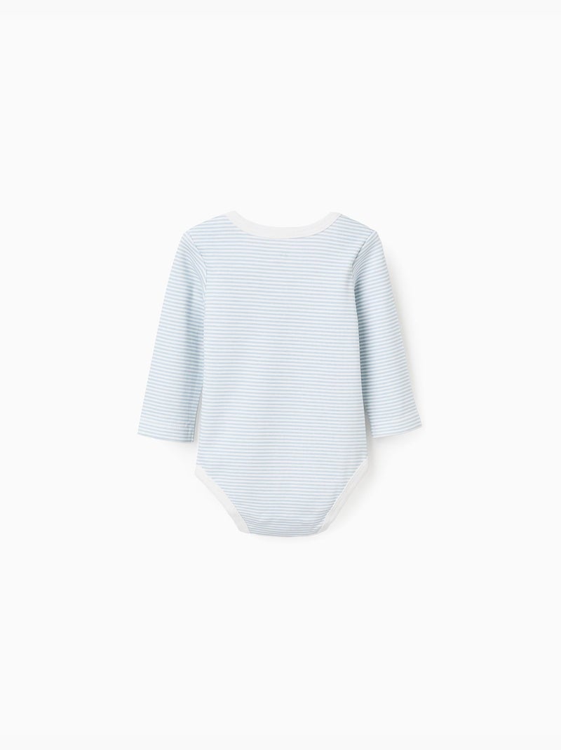 Lot de 4 bodies en coton rayés/imprimés Bleu Jaune - Kiabi