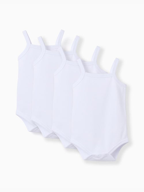 Lot de 4 bodies unis à bretelles - Kiabi