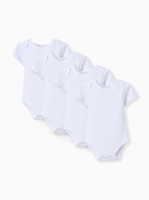 Lot de 4 bodies unis à manches courtes - Kiabi