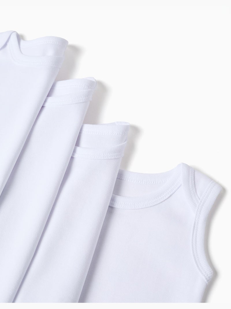 Lot de 4 bodies unis sans manches Blanc - Kiabi
