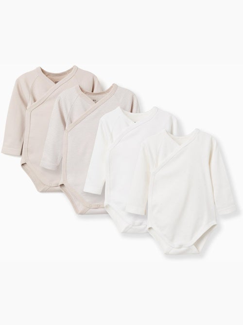 Lot de 4 bodys croisés en coton - Kiabi