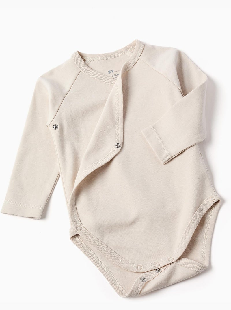 Lot de 4 bodys croisés en coton Beige - Kiabi