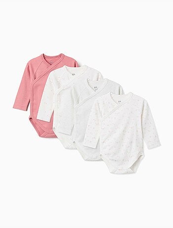 Lot de 4 bodys en coton croisés unis/imprimés