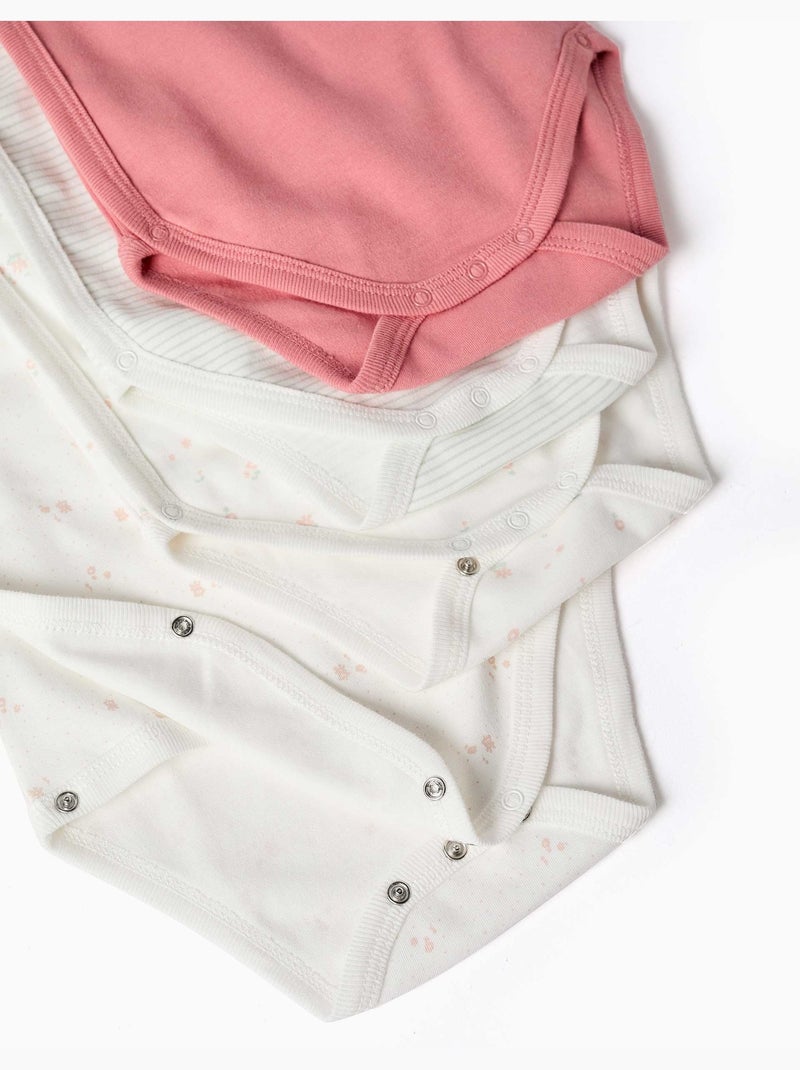 Lot de 4 bodys en coton croisés unis/imprimés Multicolore - Kiabi