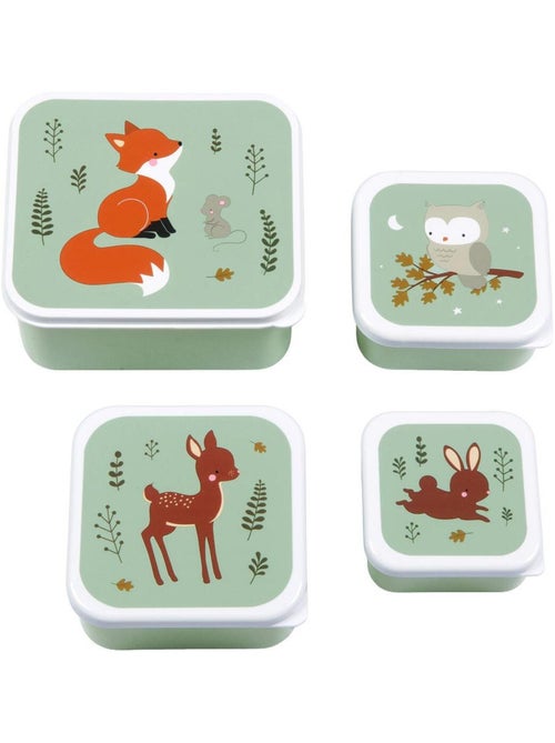 Lot de 4 boîtes à goûter Amis de la forêt vert - Kiabi