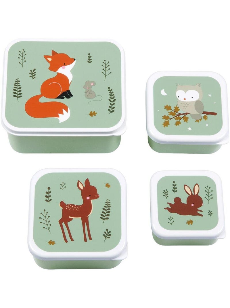 Lot de 4 boîtes à goûter Amis de la forêt vert Vert d'eau - Kiabi