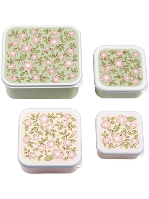 Lot de 4 boîtes à goûter Fleurs - Kiabi