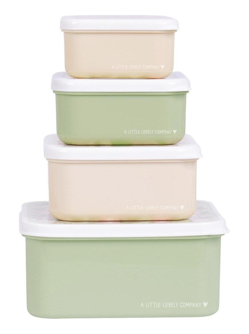 Lot de 4 boîtes à goûter Fleurs Vert - Kiabi