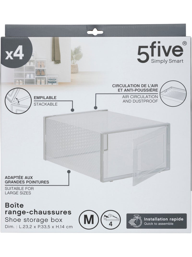 Lot de 4 boîtes range-chaussures FOLD'N'BOX Transparent - Kiabi