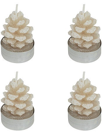 Lot de 4 bougies chauffe-plats 100g pomme de pain enneigée