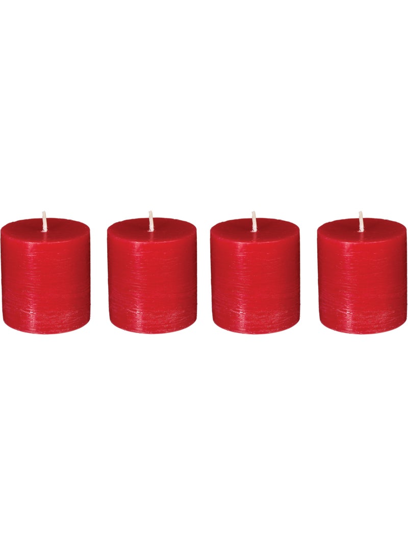Lot de 4 bougies cylindre rustiques OLIA Rouge - Kiabi