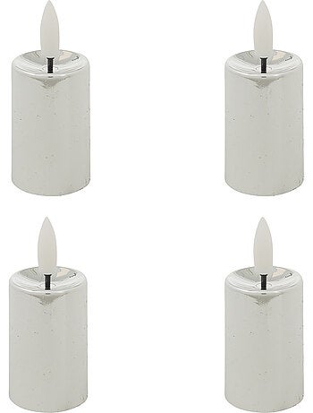 Lot de 4 bougies LED votives métal rouge