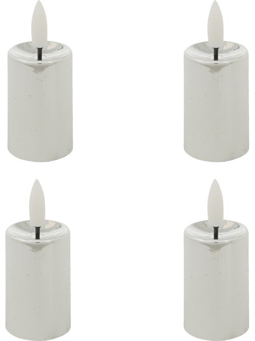 Lot de 4 bougies LED votives métal argent - Kiabi