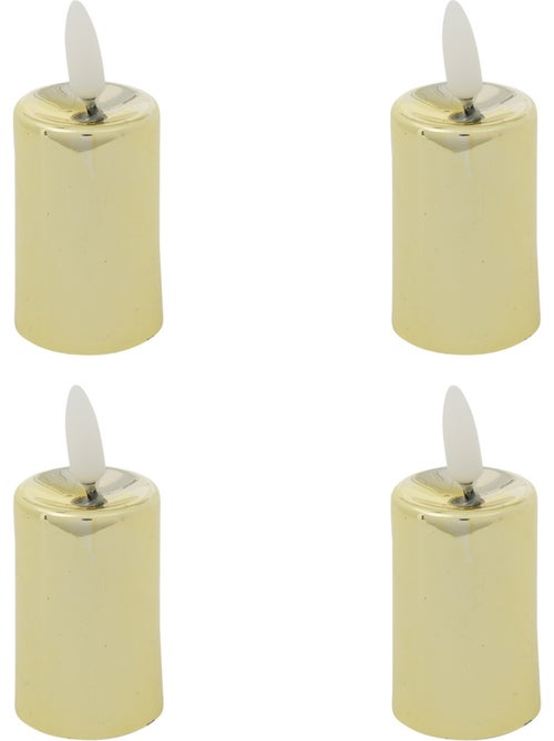 Lot de 4 bougies LED votives métal doré - Kiabi