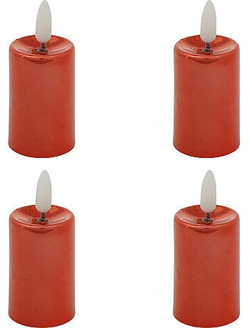 Lot de 4 bougies LED votives métal rouge
