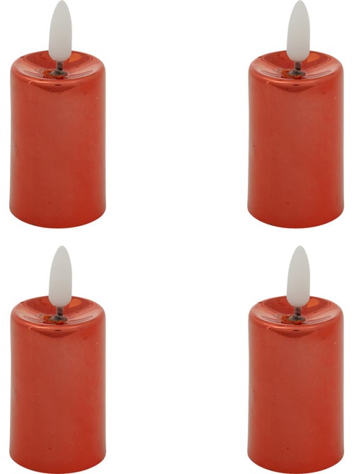 Lot de 4 bougies LED votives métal rouge - Kiabi