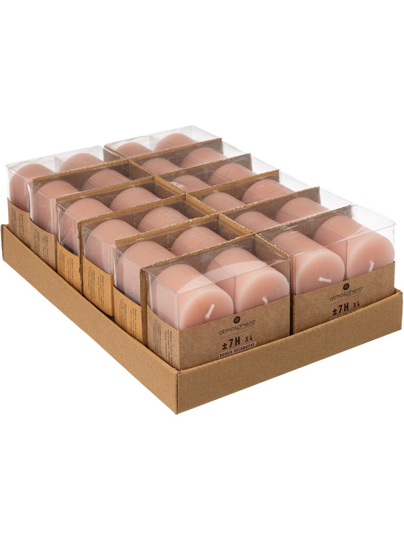 Lot de 4 bougies rustique OLIA Rose clair - Kiabi