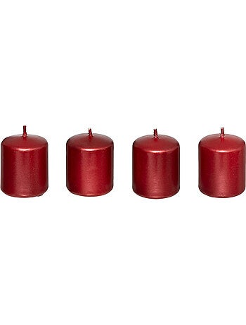 Lot de 4 bougies votives satin COLORAMA ROUGE