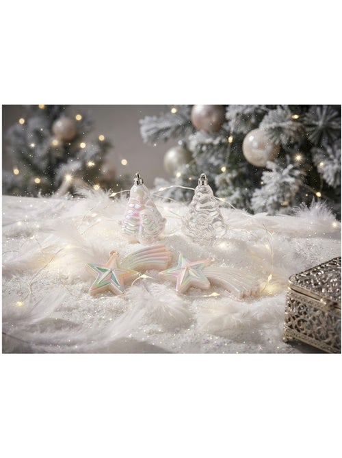 Lot de 4 boules de noël 2 sapins et 2 étoiles brillant et mat - Kiabi