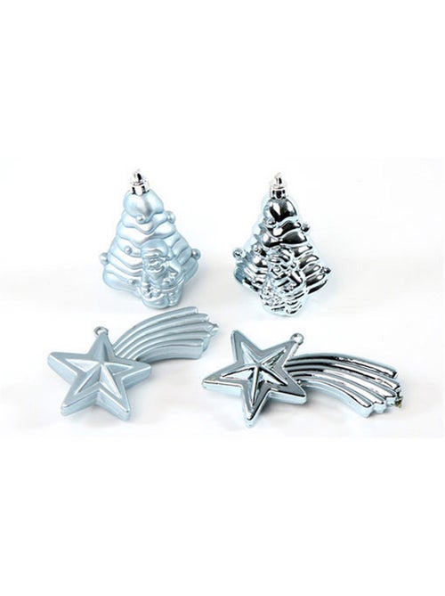 Lot de 4 boules de noël 2 sapins et 2 étoiles brillant et mat - Kiabi Lot de 4 boules de noël 2 sapins et 2 étoiles brillant et mat - Kiabi