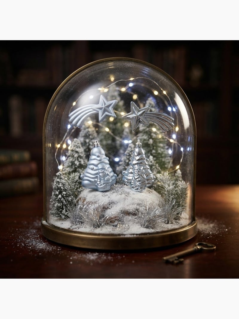 Lot de 4 boules de noël 2 sapins et 2 étoiles brillant et mat Bleu ciel - Kiabi