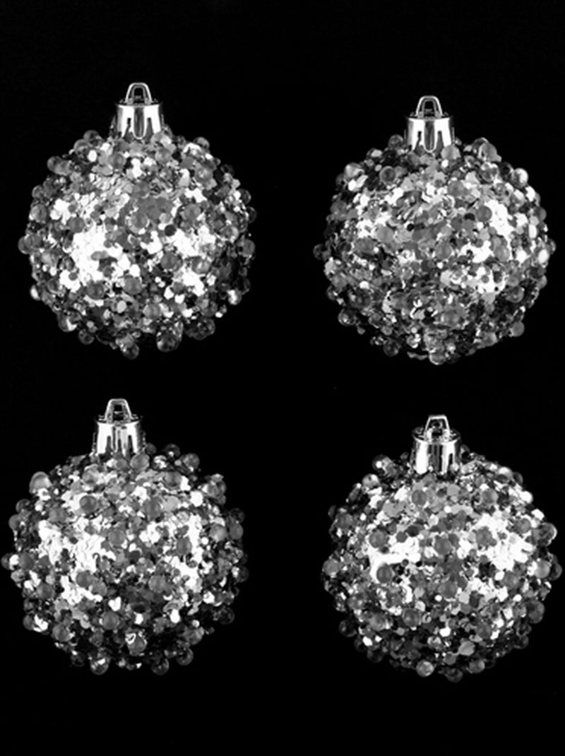 Lot de 4 boules de noël Effet goutte Argent - Kiabi