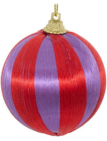Lot de 4 boules de noël fils violet et rouge d. 60 mm