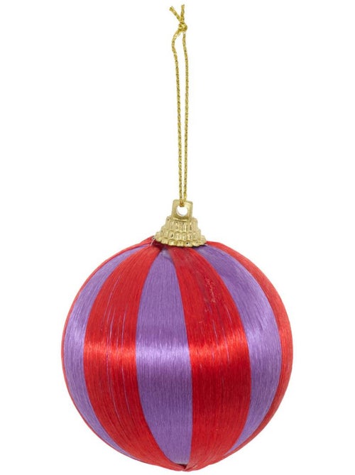 Lot de 4 boules de noël fils violet et rouge d. 60 mm - Kiabi