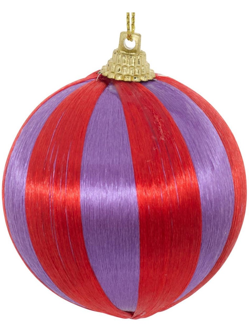 Lot de 4 boules de noël fils violet et rouge d. 60 mm Multicolore - Kiabi