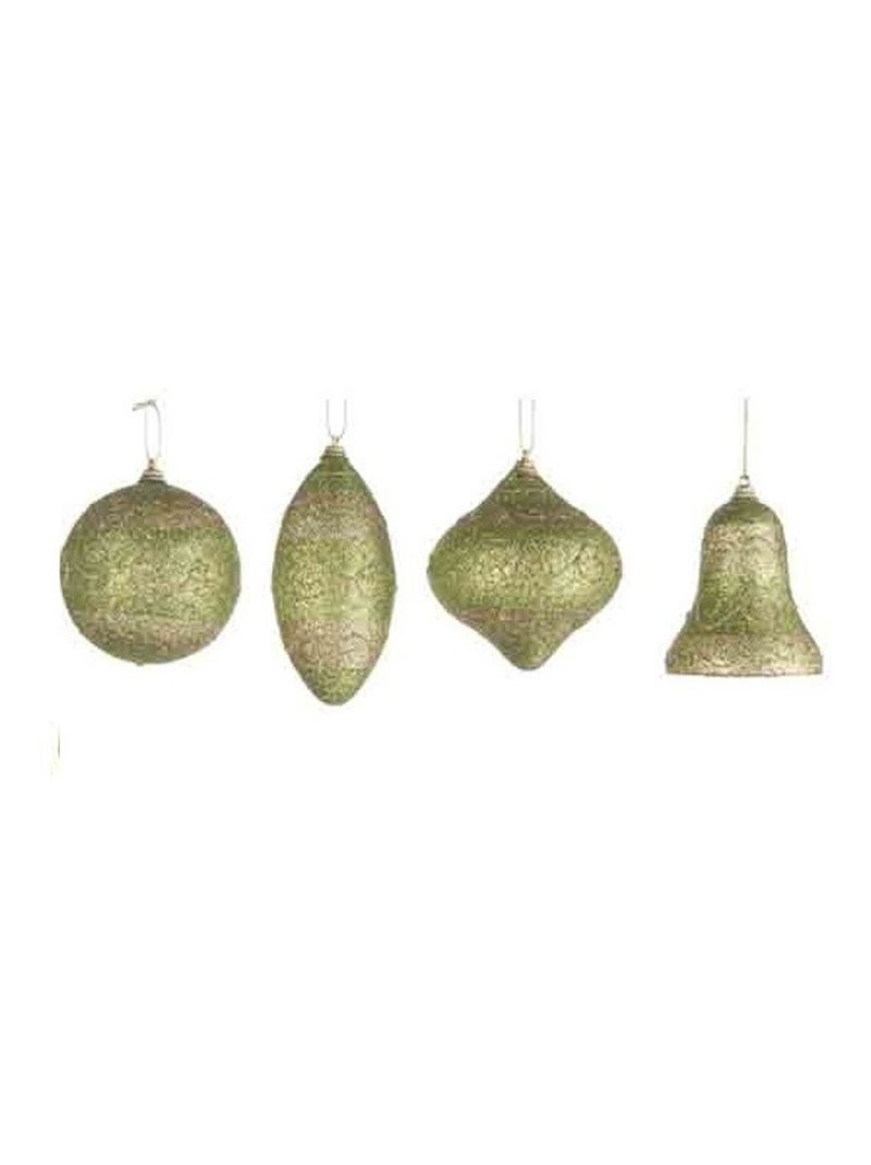 Lot de 4 Boules de Noël Verre Épais 10cm Or
