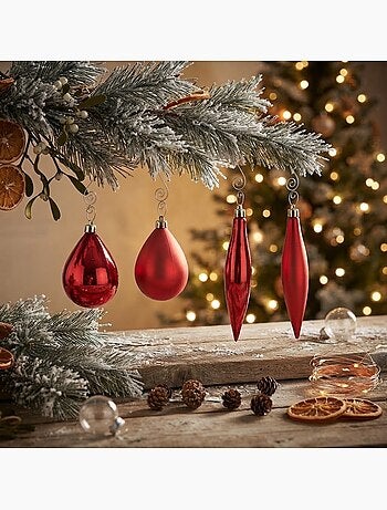 Lot de 4 boules de sapin de noël olive et glaçon