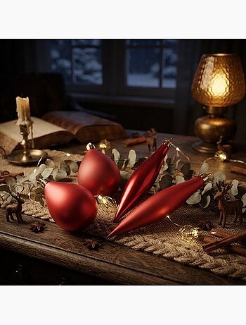 Lot de 4 boules de sapin de noël olive et glaçon