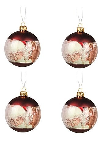 Lot de 4 boules père noël