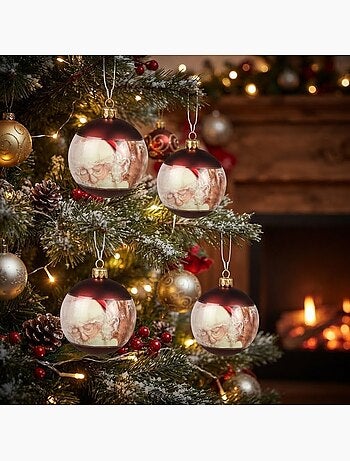 Lot de 4 boules père noël