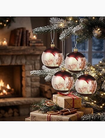 Lot de 4 boules père noël