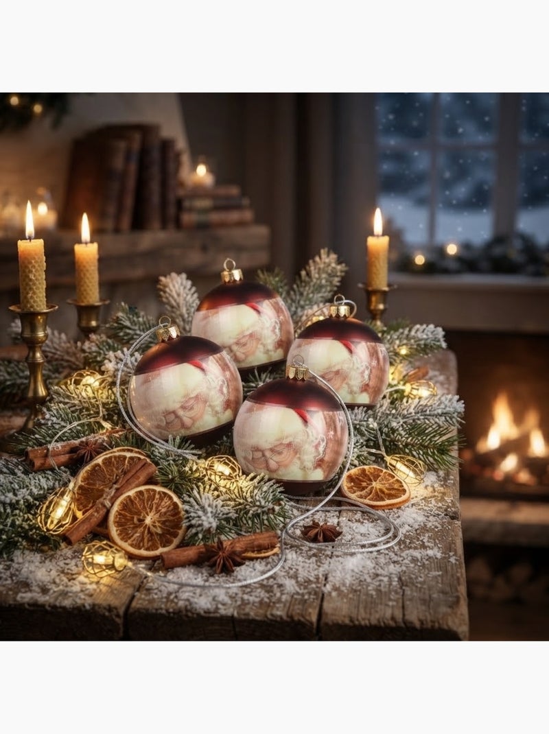 Lot de 4 boules père noël Rouge - Kiabi