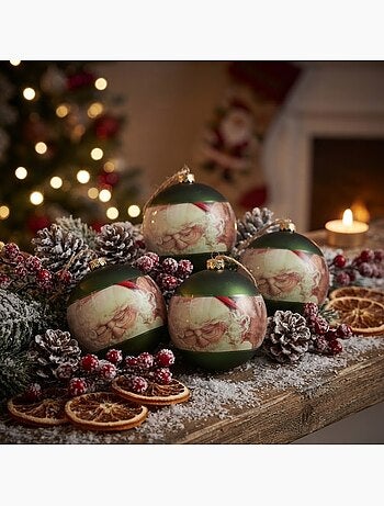 Lot de 4 boules père noël