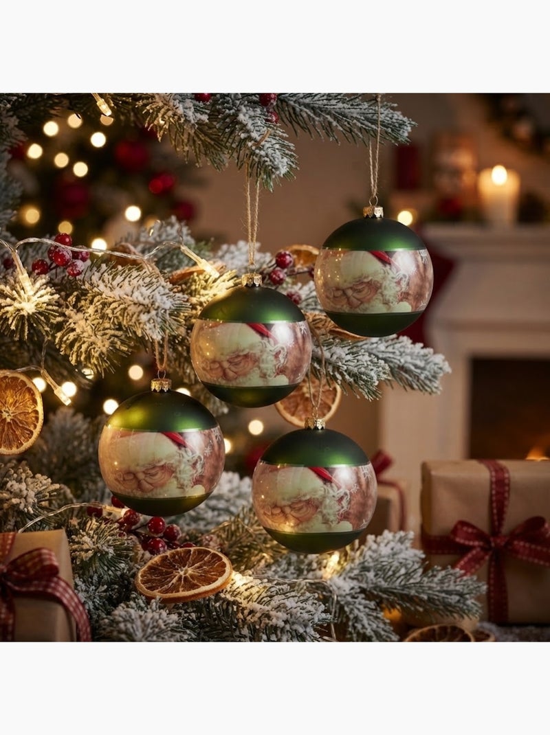 Lot de 4 boules père noël Vert - Kiabi