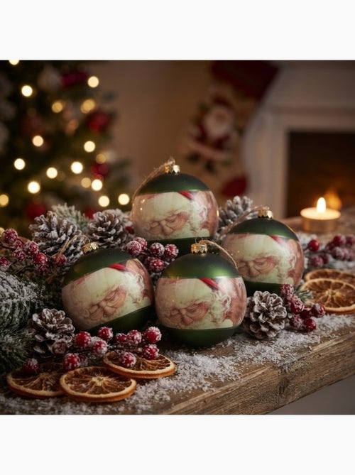 Lot de 4 boules père noël - Kiabi Lot de 4 boules père noël - Kiabi
