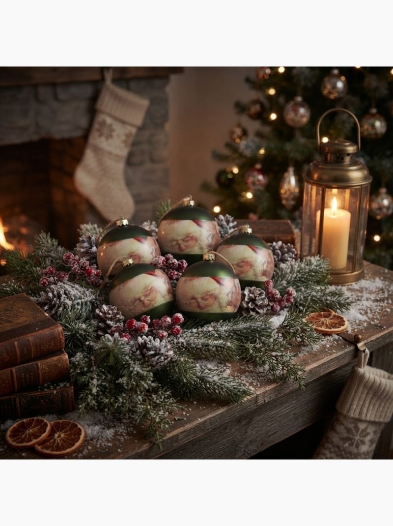 Lot de 4 boules père noël Vert - Kiabi