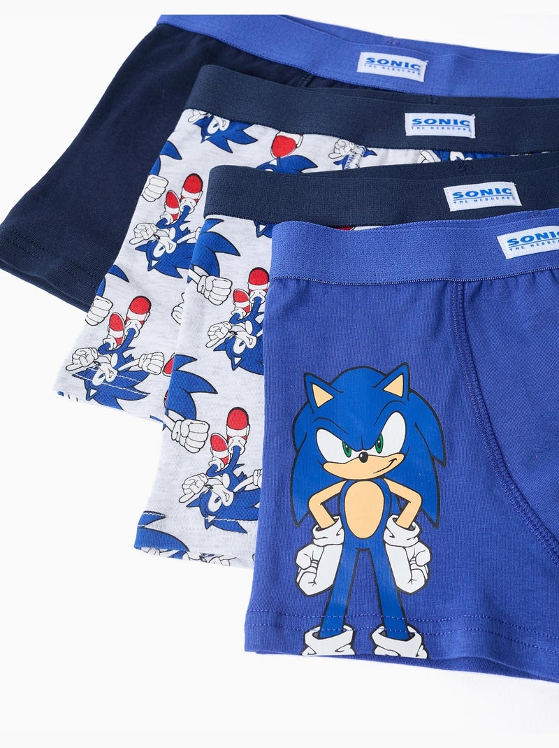 Lot de 4 boxers à imprimés Sonic Bleu Gris - Kiabi